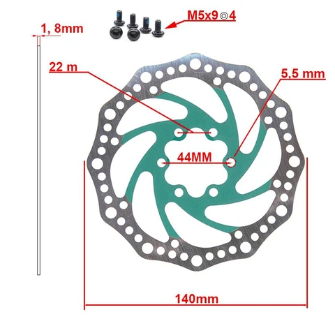 140mm féktárcsa 6 lyukas – zöld