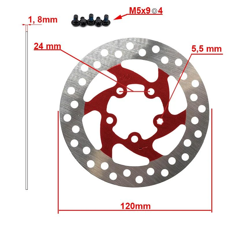 120mm féktárcsa 5 lyukas – piros