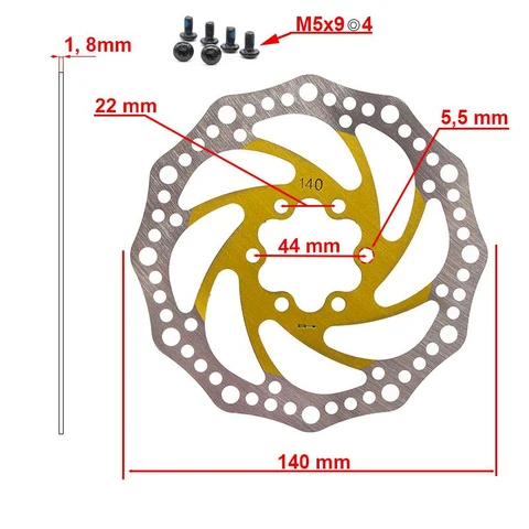 140mm féktárcsa 6 lyukas – sárga