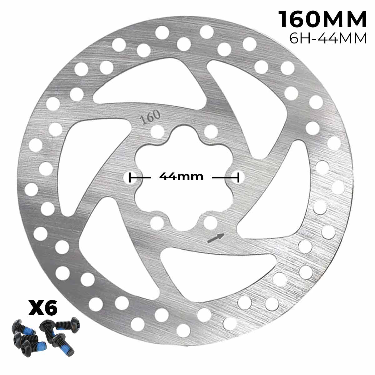 160 mm féktárcsa KuKirin G2 / G2 Master / G4 elektromos rollerhez – 6 csavaros, 44 mm