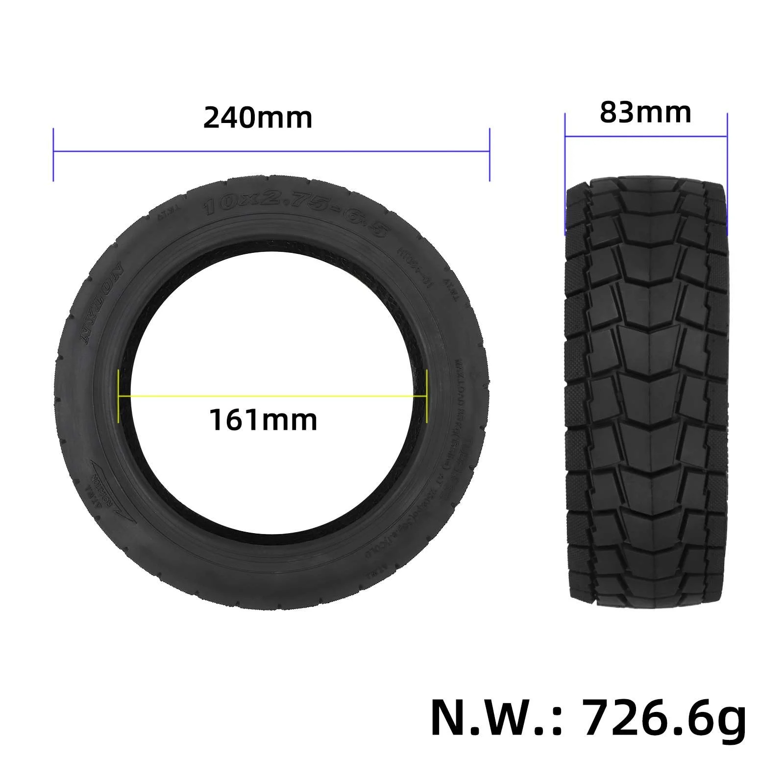 10X2.75-6.5 külső gumi – KuKirin G2 / G2 Master elektromos rollerhez