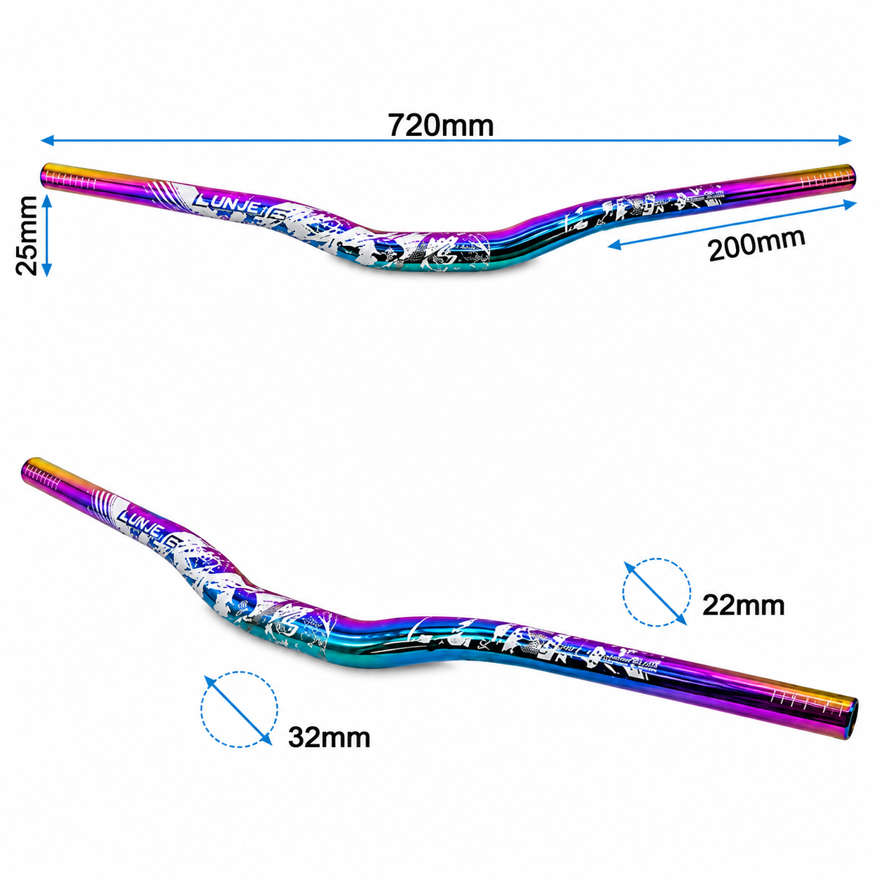 720 mm széles emelt kormány elektromos rollerhez – 25 mm – KuKirin G2 / G4 – multicolor