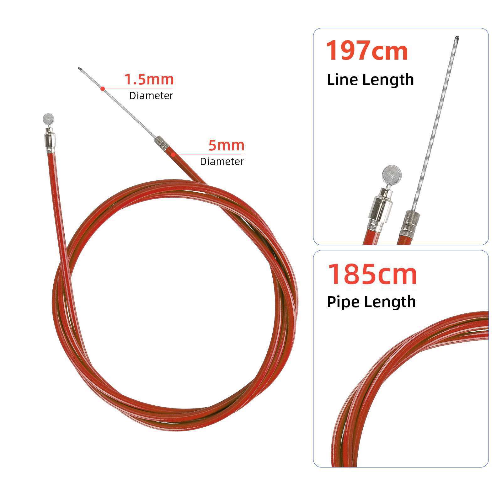 Xiaomi fékbowden – Pro / Pro 2 elektromos rollerhez, piros, 197 cm